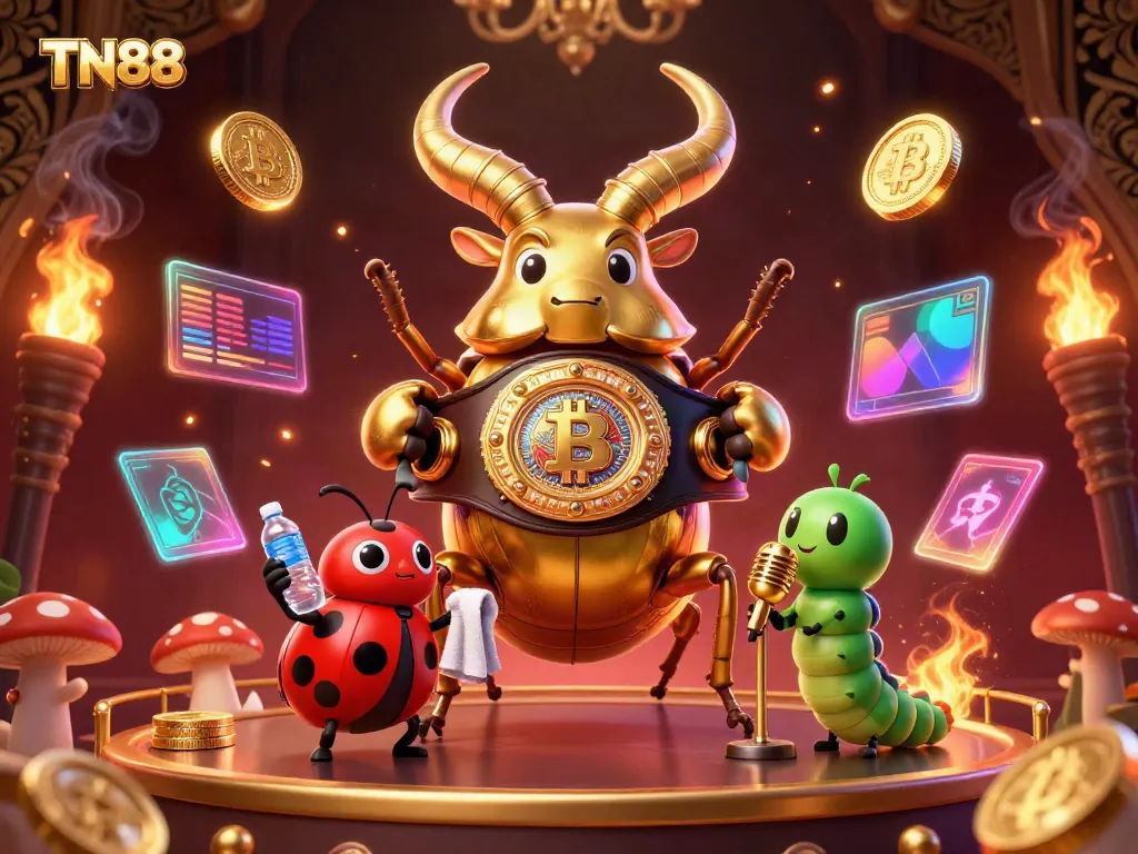 Experience the excitement of TN88 with massive glowing characters in a vibrant casino setting.