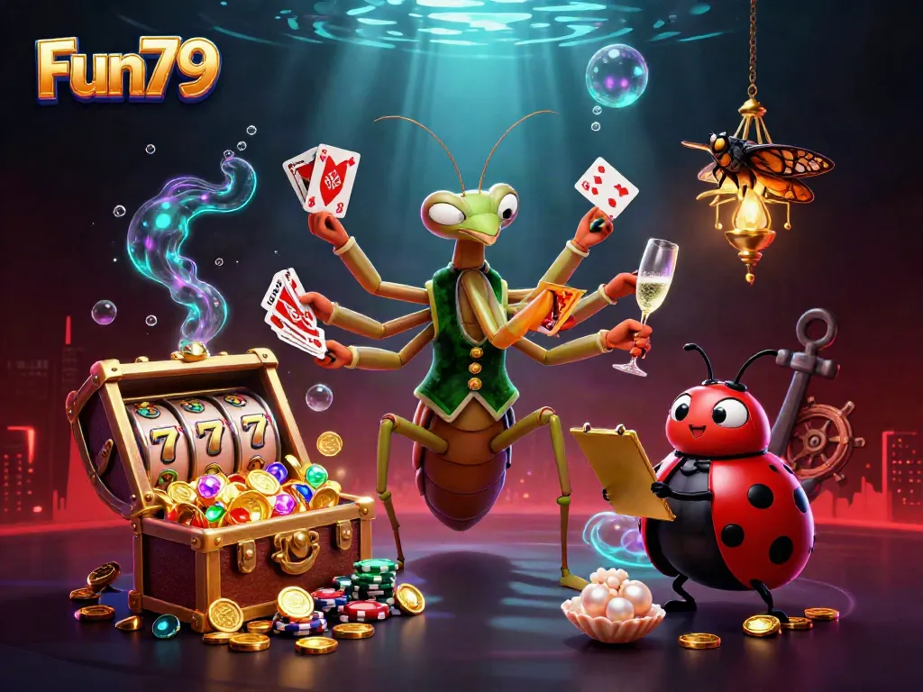 Experience thrilling gameplay at Fun79 with cartoon characters set in a vibrant casino environment.