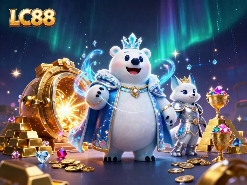 LC88 showcases a frozen royal scene with treasure, embodying rich casino gaming excitement.
