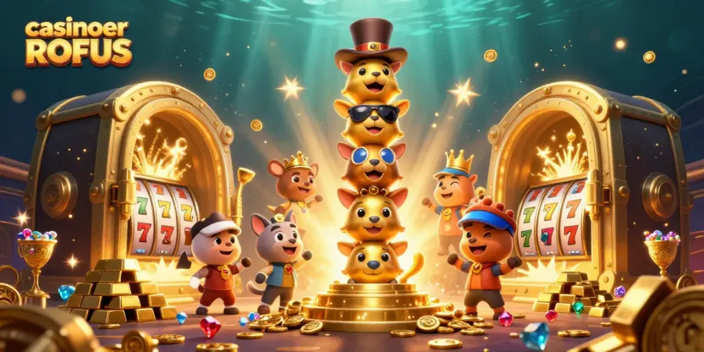 Enjoy thrilling gameplay with casinoer uden ROFUS, featuring a vibrant golden totem and dynamic treasures.