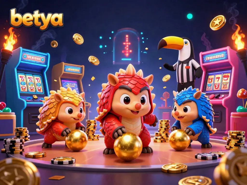 Experience exhilarating gameplay at betya with vibrant pangolins rolling poker chips, showcasing luck and strategy.