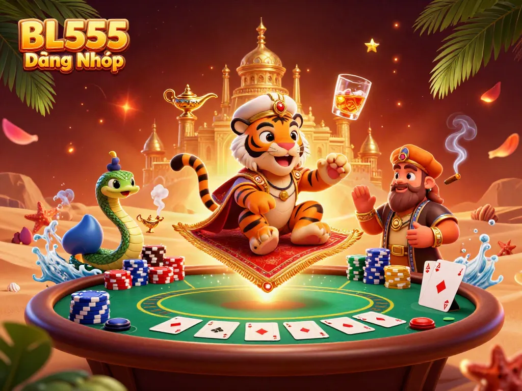 Engage in exciting gameplay with BL555 Đăng Nhập featuring a dynamic 3D casino scene filled with vibrant visuals.