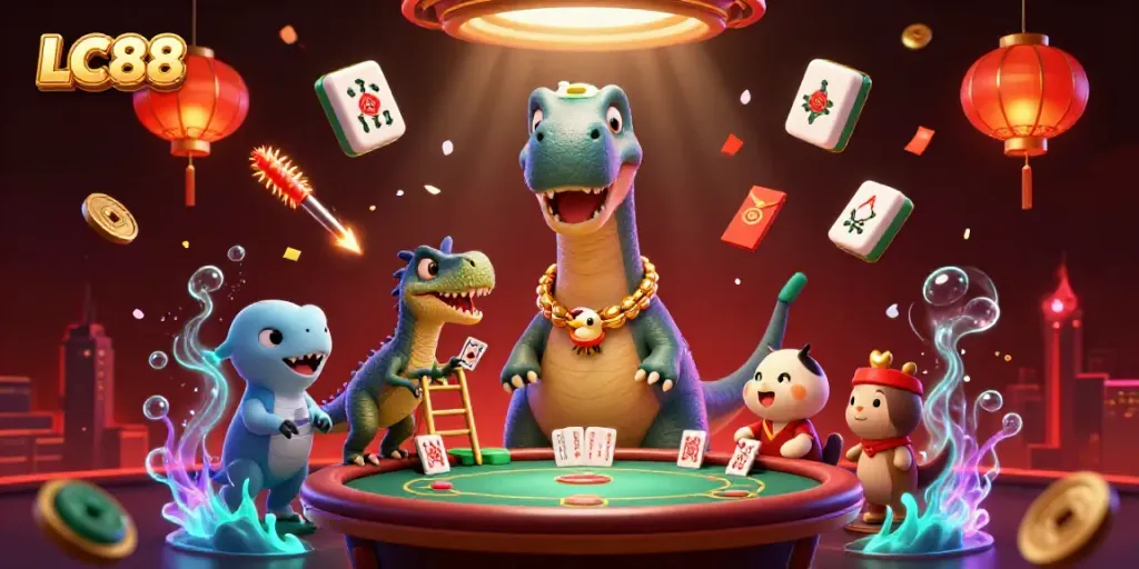 Experience the action at LC88 Casino with thrilling 3D cartoon characters and vibrant gaming elements.