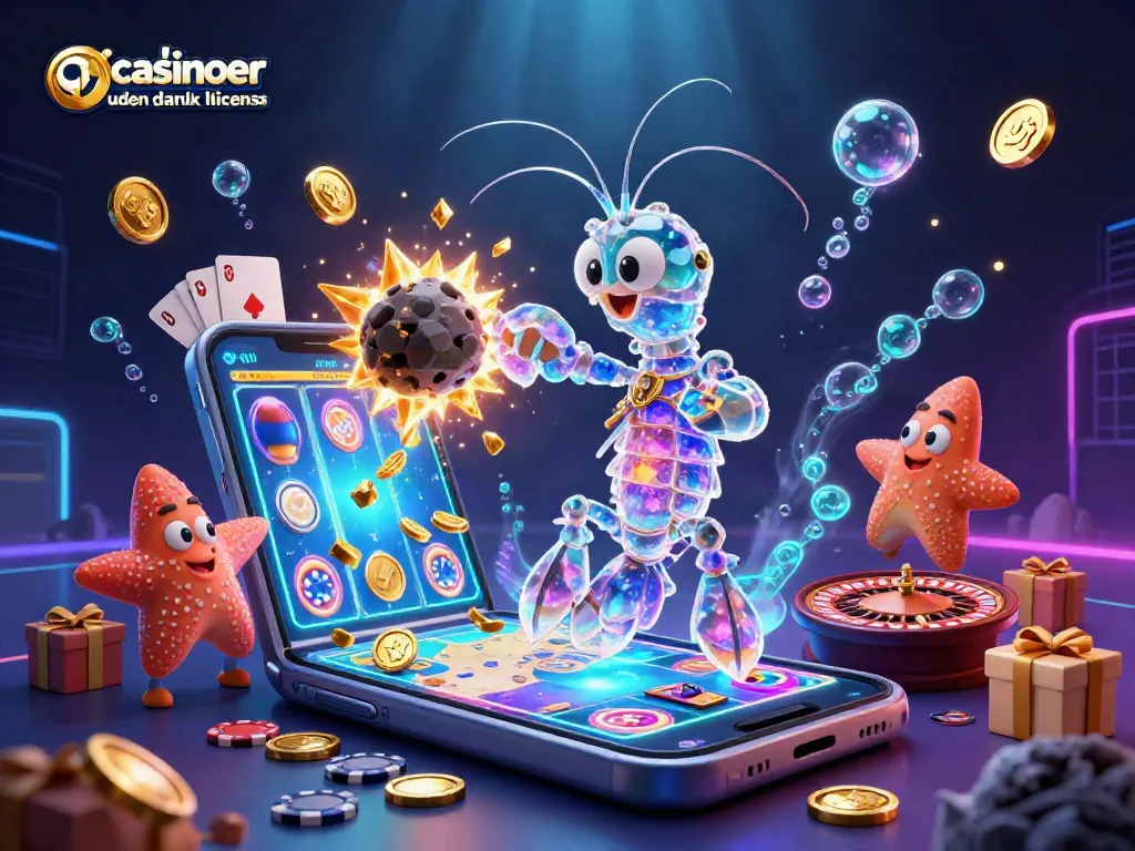 Engage with online casinoer uden dansk licens through a vibrant 3D illustration showcasing exciting gaming activities.