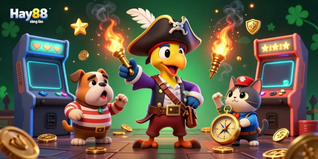 Join the adventure with Hay88 đăng nhập, featuring unique pirate-themed characters and vibrant gaming elements.