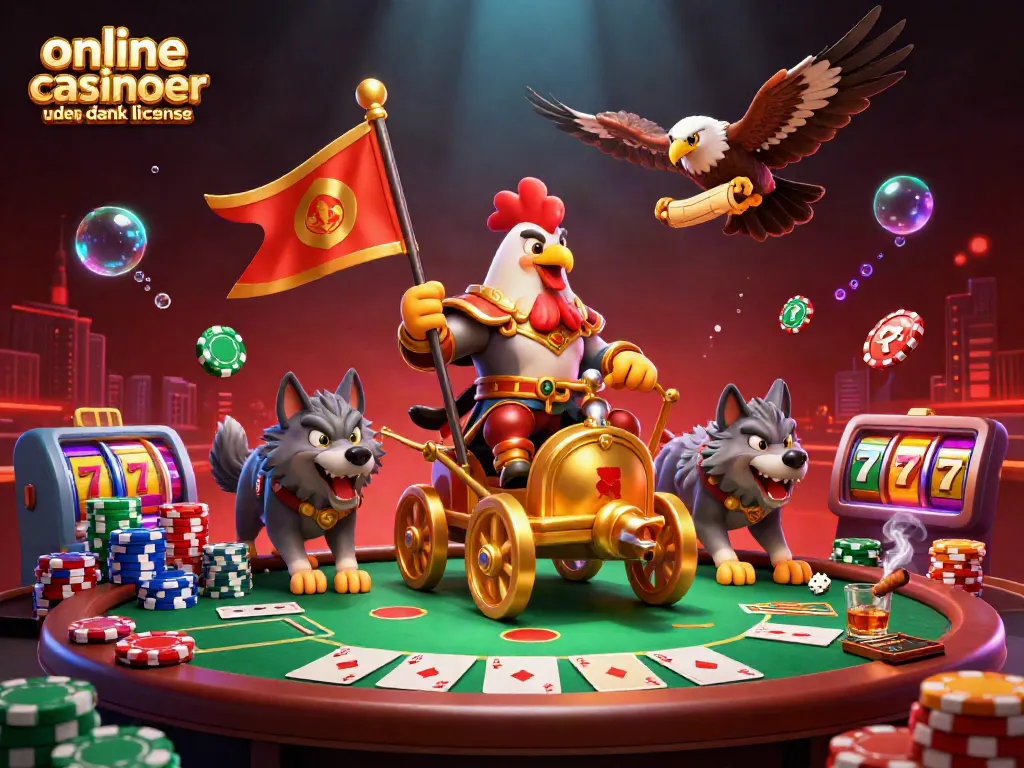 Experience thrilling action with this illustration showcasing online casinoer uden dansk licens, featuring vibrant game elements.