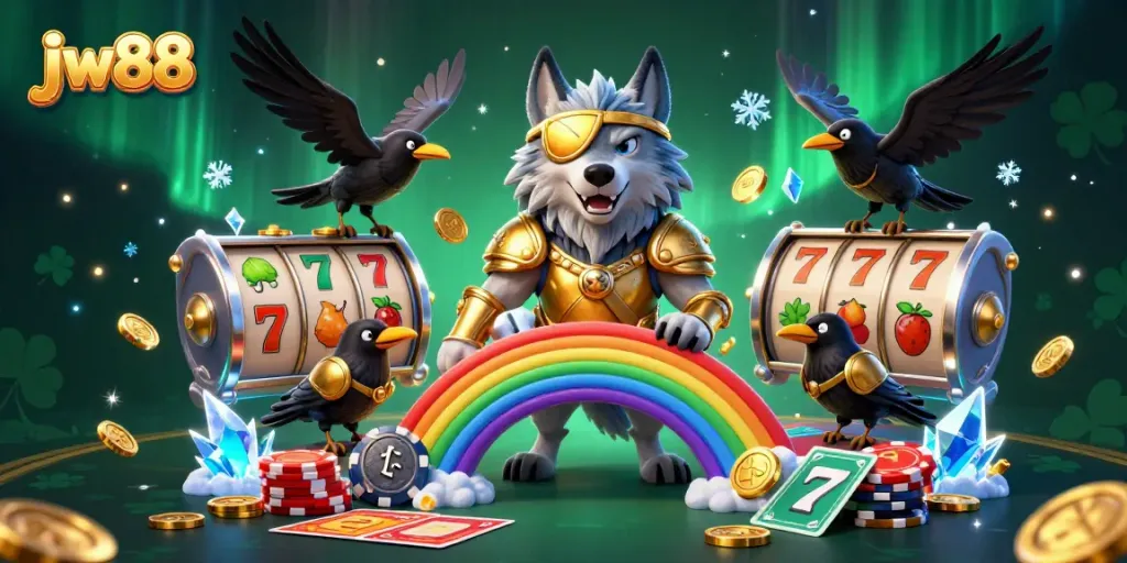 Engage with JW88, where the Odin wolf and ravens unite in a vibrant 3D casino adventure.