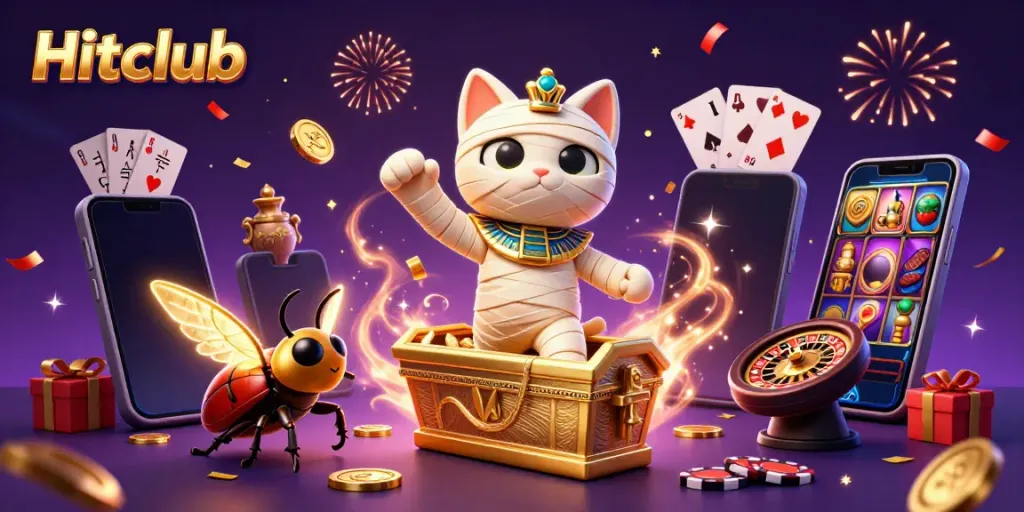 Experience thrilling gameplay at Hitclub with vibrant mummified characters and exciting casino elements.