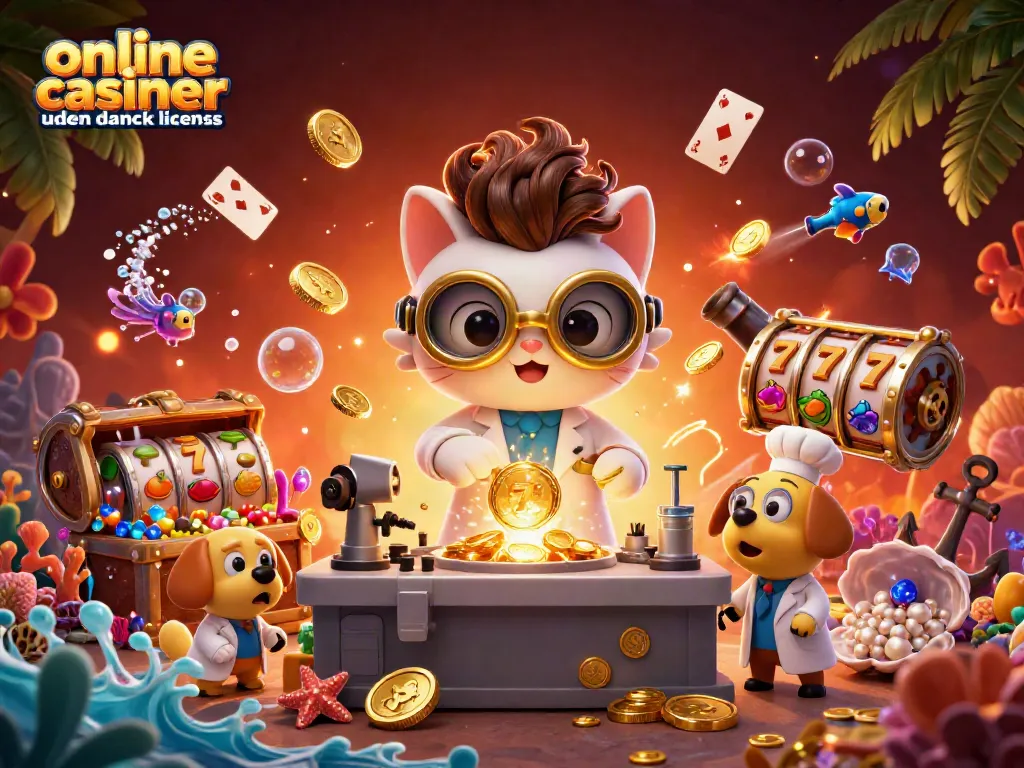 Engage with online casinoer uden dansk licens through an imaginative lab scene filled with gold and games.